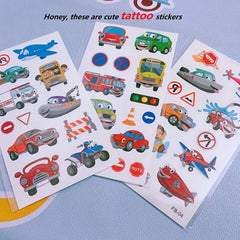 10pcs Cartoon Car Waterproof Temporary Tattoos - Fun for All Ages