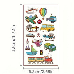 10pcs Cartoon Car Waterproof Temporary Tattoos - Fun for All Ages