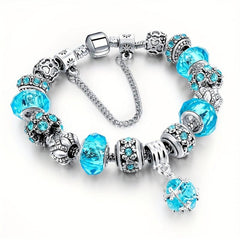 Silvery Pink Purple Cat Eye Stone Beads Bracelets Love Heart Flower Style Beads