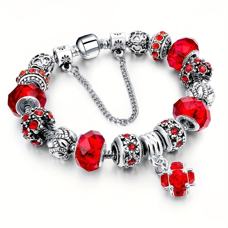 Silvery Pink Purple Cat Eye Stone Beads Bracelets Love Heart Flower Style Beads