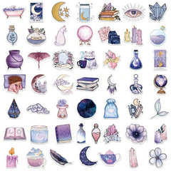 100pcs Purple Moon Doodle Stickers Waterproof DIY Decoration Perfect Gift