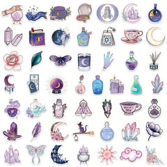 100pcs Purple Moon Doodle Stickers Waterproof DIY Decoration Perfect Gift
