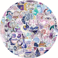100pcs Purple Moon Doodle Stickers Waterproof DIY Decoration Perfect Gift