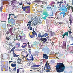 100pcs Purple Moon Doodle Stickers Waterproof DIY Decoration Perfect Gift