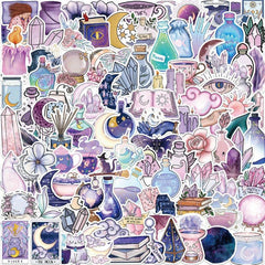 100pcs Purple Moon Doodle Stickers Waterproof DIY Decoration Perfect Gift