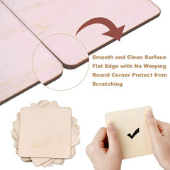 50pcs Unfinished Wood Squares for DIY Crafts Painting Engraving