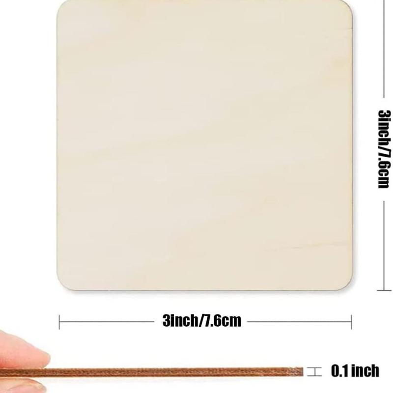 50pcs Unfinished Wood Squares for DIY Crafts Painting Engraving