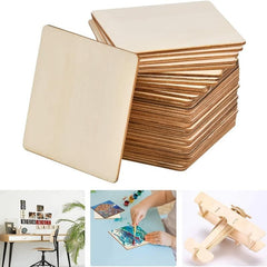 50pcs Unfinished Wood Squares for DIY Crafts Painting Engraving