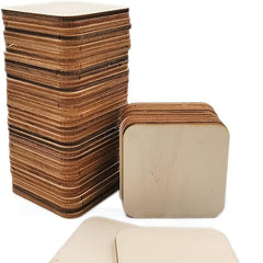 50pcs Unfinished Wood Squares for DIY Crafts Painting Engraving