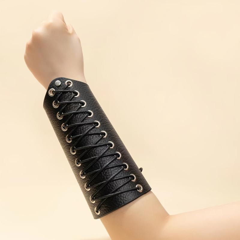 PU Lanyard Punk Arm Cuff Wrist Strap Archery Arm Guard