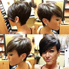 Short Human Hair Wig Side Bang Elf Cut Wig