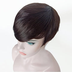 Short Human Hair Wig Side Bang Elf Cut Wig