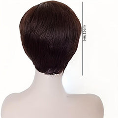 Short Human Hair Wig Side Bang Elf Cut Wig
