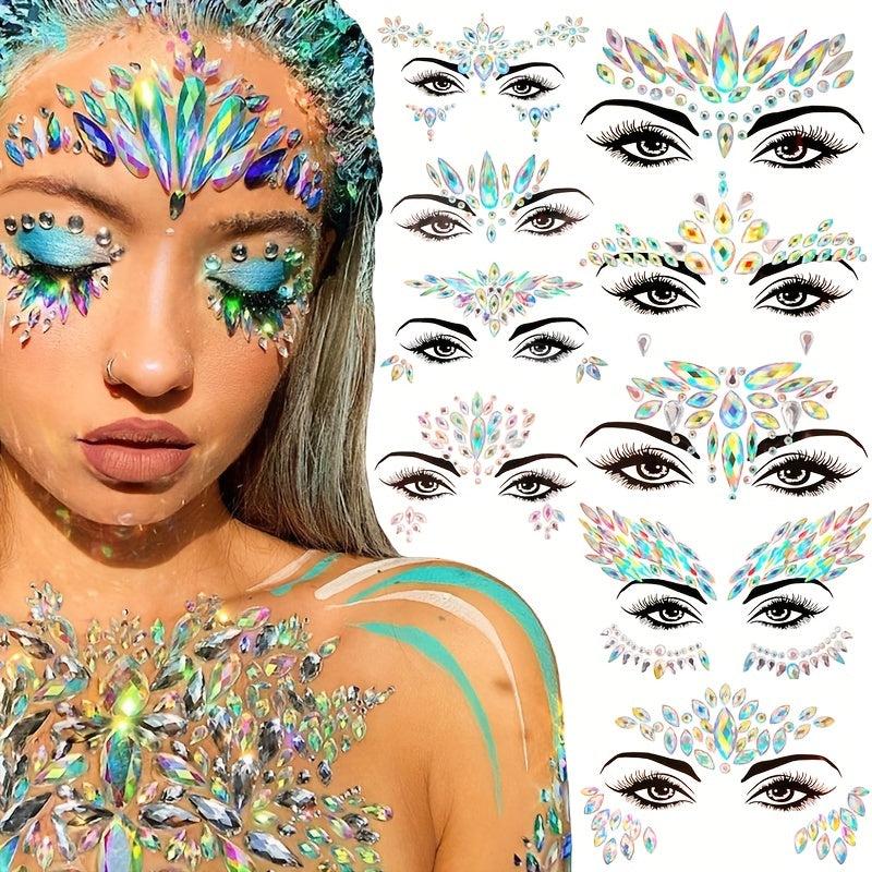 3D Crystal Tattoo Sticker Drill Stickers Masquerade Face Decoration