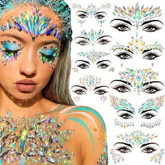 3D Crystal Tattoo Sticker Drill Stickers Masquerade Face Decoration