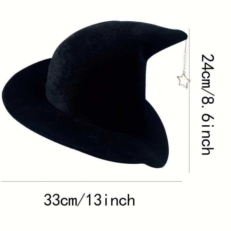 Halloween Witch Hat Big Brim Velvet Dark Hat
