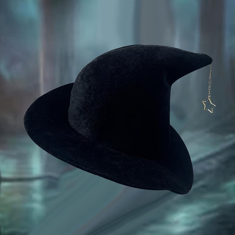 Halloween Witch Hat Big Brim Velvet Dark Hat