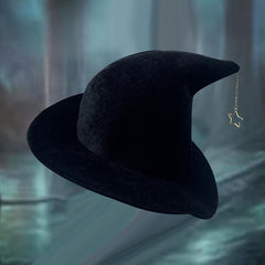 Halloween Witch Hat Big Brim Velvet Dark Hat