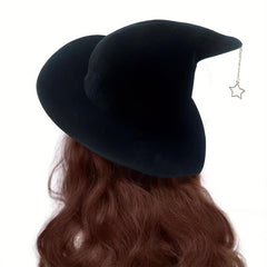 Halloween Witch Hat Big Brim Velvet Dark Hat