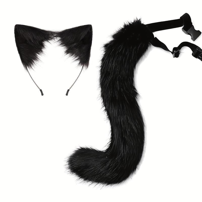 Halloween Party Fox Tail Wolf Tail Plush Animal Ear Headband