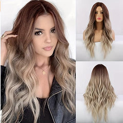 Gradient Long Curly Wig For Women Daily Party Holiday Costume Cosplay Props
