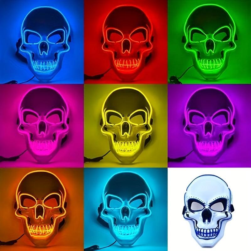 Men's Halloween LED Clown Light Mask - Adult Christmas Skull