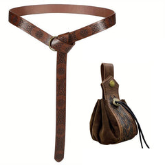 Viking Style PU Leather Medieval Bag Retro Waist Bag Set