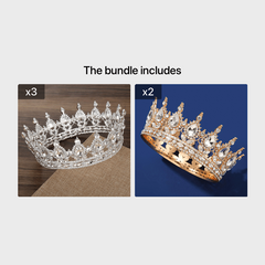 Baroque Rhinestone Round Crown Crystal Tiara Crown