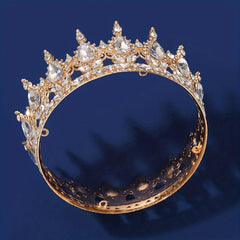Baroque Rhinestone Round Crown Crystal Tiara Crown