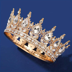 Baroque Rhinestone Round Crown Crystal Tiara Crown