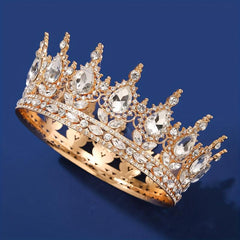 Baroque Rhinestone Round Crown Crystal Tiara Crown