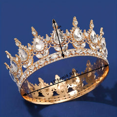 Baroque Rhinestone Round Crown Crystal Tiara Crown