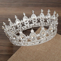 Baroque Rhinestone Round Crown Crystal Tiara Crown