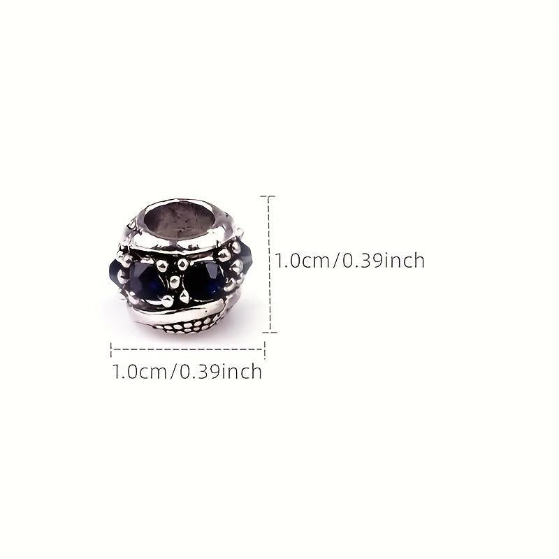 10mm Rhinestone Inlaid DIY Jewelry Vintage Tibetan Silver Large Hole Beads