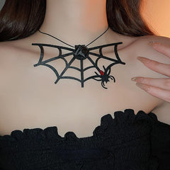 Halloween Chain Spider Lace Bat Witch Hat Gothic Collar Necklace