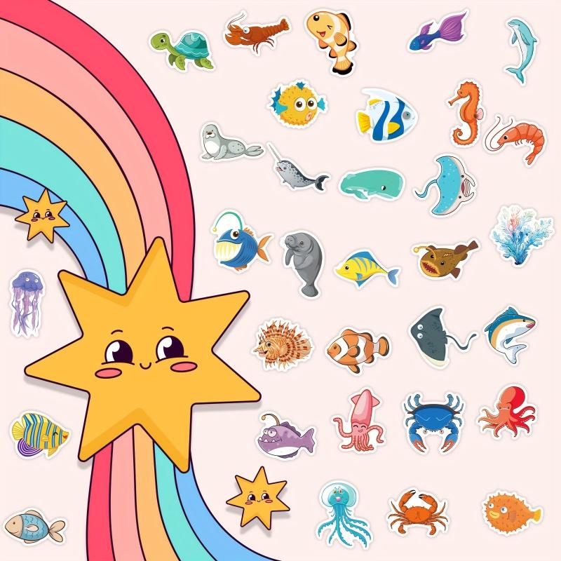 50pcs Ocean Fish Model Stickers Under The Sea Kids Vinyl Waterproof Sticker