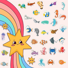 50pcs Ocean Fish Model Stickers Under The Sea Kids Vinyl Waterproof Sticker