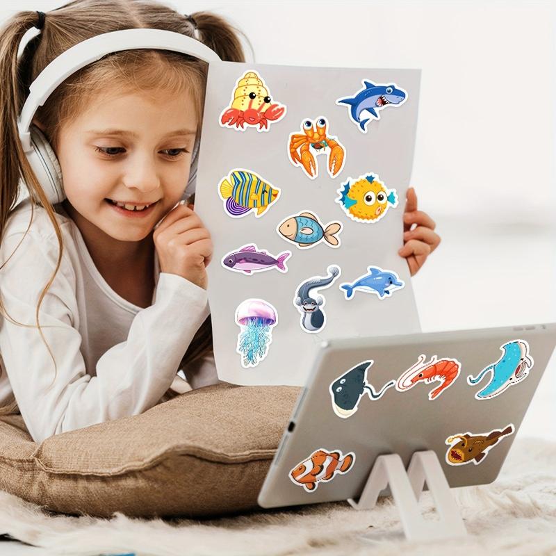 50pcs Ocean Fish Model Stickers Under The Sea Kids Vinyl Waterproof Sticker