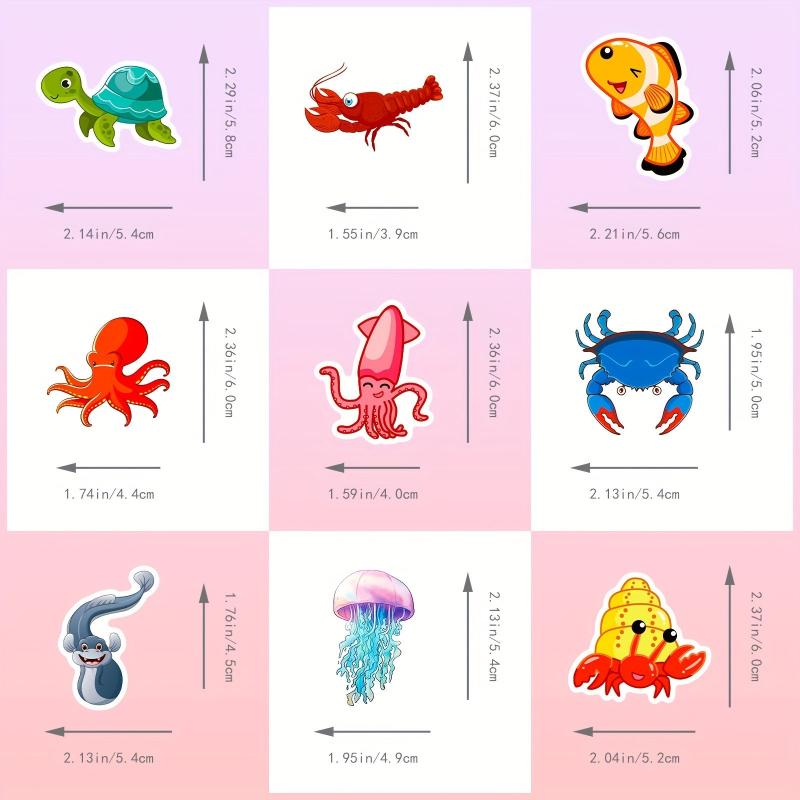 50pcs Ocean Fish Model Stickers Under The Sea Kids Vinyl Waterproof Sticker