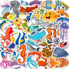 50pcs Ocean Fish Model Stickers Under The Sea Kids Vinyl Waterproof Sticker