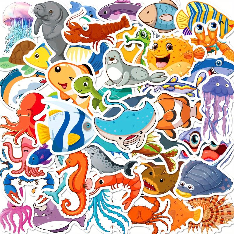 50pcs Ocean Fish Model Stickers Under The Sea Kids Vinyl Waterproof Sticker