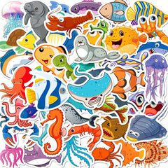 50pcs Ocean Fish Model Stickers Under The Sea Kids Vinyl Waterproof Sticker