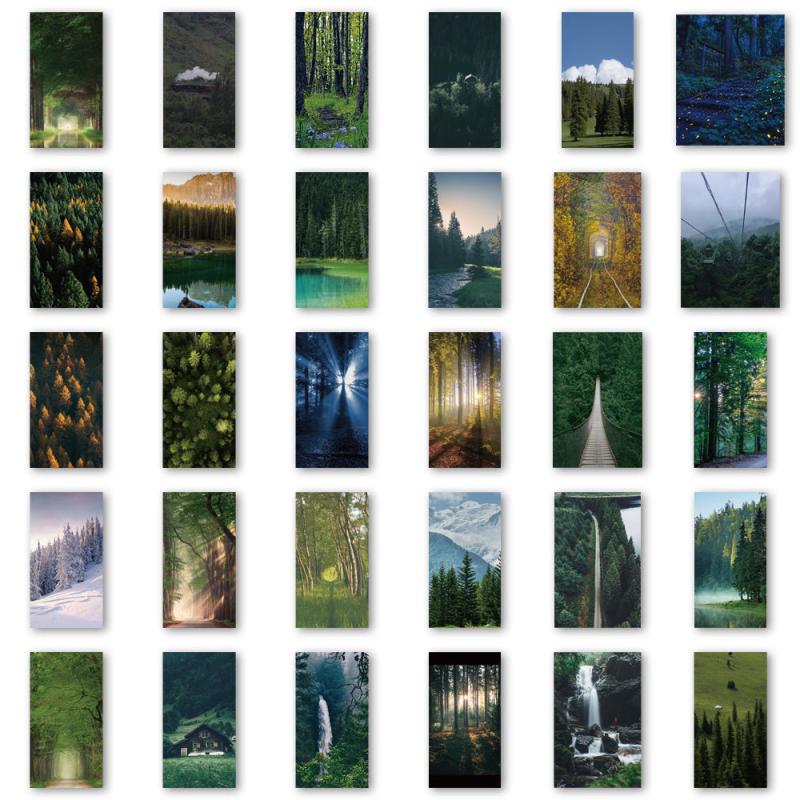 62pcs Green Forest Waterproof Stickers