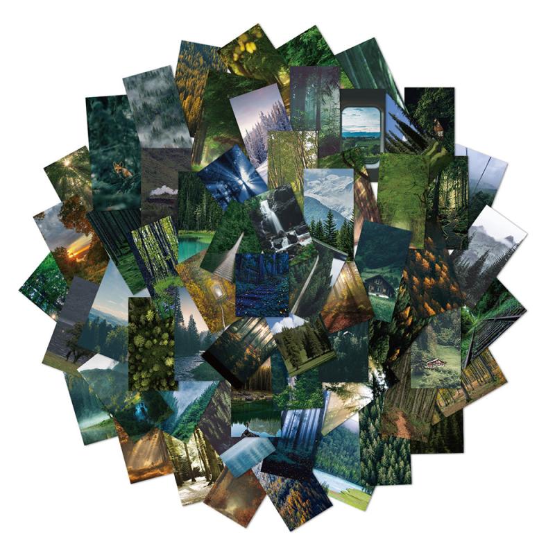 62pcs Green Forest Waterproof Stickers