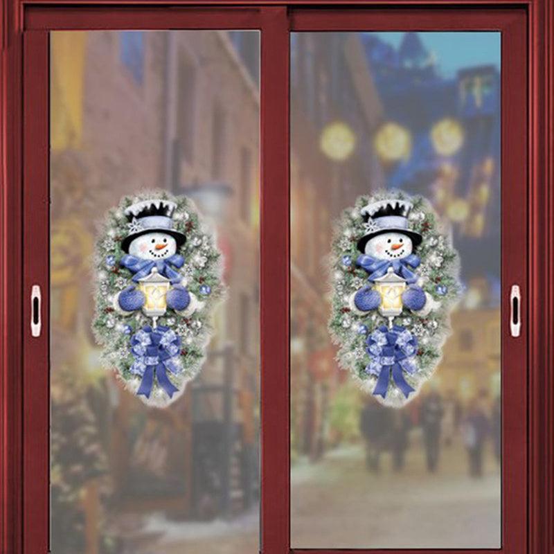 Christmas Sticker Decor Snowman Pine Patterns Glass Window Decal
