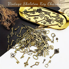 Vintage Skeleton Key Set Charms Antique Style Bronze Brass DIY Jewelry Making