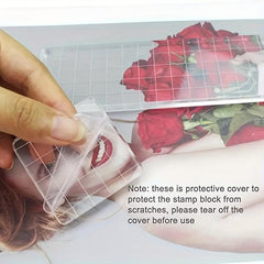 6pcs Acrylic Stamp Block Clear Stamping Tools Set With Grid Lines