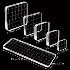6pcs Acrylic Stamp Block Clear Stamping Tools Set With Grid Lines