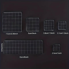 6pcs Acrylic Stamp Block Clear Stamping Tools Set With Grid Lines