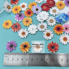 Painted Wooden Daisy Sunflower Buttons for Crafts - 2.54 cm